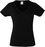 Lady-Fit Valueweight V-Neck T-Shirt von Fruit of the Loom Schwarz XL