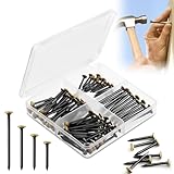 Bildernägel Wandnagel 20/25/30/40mm 120 Stück, Rostfreie Stahlnägel mit Goldfarben Kopf für Beton Ziegel & Holz, Wandnägel ohne Bohren für Einfaches Bilder, Spiegeln und Dekorationen