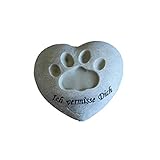 Poly-Herz mit Hunde-Pfote Grabschmuck ca. 9,5x4x10,5 cm