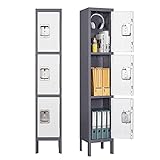 Schließfachschrank Mehrzweckschrank Spind Stahlschrank Umkleideschrank Metallschrank Lockers Fächerschrank Wertfachschrank Lagerschrank Garderobenschrank Stahlblech Pulverbeschichtung 168x30.5x30.5cm