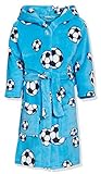 Playshoes Unisex Kinder Fleece-Bademantel Morgenmantel, blau Fußball, 122/128