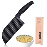 Wydexint Pommes wellenmesser, kartoffel wellenmesser, wellenschneider aus edelstahl, wellenschneider schwarz Edelstahl spülmaschinenfestes für Pommes Frites, Karotte Salat und Butterobstgemüse