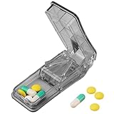 Pillenschneider - 2 in 1 Tragbarer Pillentrenner | Lebensmittelqualität Tablettenaufbewahrung Organizer mit Dichtungsabdeckung | Transparenter Tablettensplitter für Ausgänge