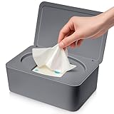 Versiegelte Feuchttücher Box mit großem Volumen Staubschutz Grau Baby Feuchttücherbox für feuchte Tücher Toilettenpapier Taschentücher im Badezimmer Wohnzimmer