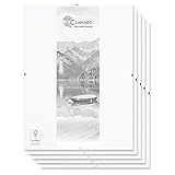 CLAMARO 'N°1' Rahmenloser Bilderrahmen Cliprahmen 5 Stk. 21x29,7 cm (DIN A4) | Moderner Bildhalter für stilvolle Gallerie Präsentationen mit weiß laminierter MDF-Holz Rückwand und Acrylglasscheibe