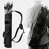 ZSHJGJR Rückenköcher Back Pack Traditional Köcher für Pfeile Bogenschießen Rückenpfeil Köcher für Recurve/Compound Bogen Jagd Zielübungen für Jugendliche und Erwachsene (Schwarz)