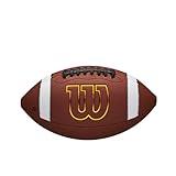 Wilson GST SpeedSkin Football, Mit Außenhülle aus Leder und ACL-Präzisionsschnürung, Für verbesserten Grip und präzise Würfe, Farbe: Braun, Offizielle Größe