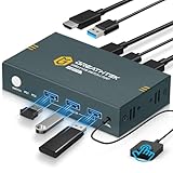 USB 3.0 KVM Switch HDMI 2 Port 4K@60Hz, KVM Switches für 2 PC 1 Monitor Mit 3 USB3.0 Ports, HDMI2.0, HDCP2.2, Unterstützung der EDID Funktion, Inklusive 2 USB 3.0 Kabel