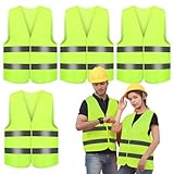 Sinwind Warnwesten Auto 4er,4 Stück Warnwesten Auto,Warnweste Pannenweste Gelb Sicherheitsweste Reflektorweste Auto Zubehör,High Visibility Vest Autofahrern Fahrern,Sanitärarbeiter,Straßenrettung