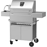 Schickling Holzkohlegrill 'Willy L - Pro' Grillwagen BBQ Holzkohlengrill aus rostfreiem Edelstahl mit doppwandigen Deckel - Made in Germany, mit Drehspieß & Backburner, Grillfläche: 55 x 33 cm