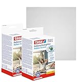 tesa Pollenschutzgitter im 2er Pack- zuschneidbarer, transparenter Pollenschutz für Allergiker - für nach innen öffnende Fenster - inkl. selbstklebendem Klettband - Anthrazit - 2x 130 cm x 150 cm
