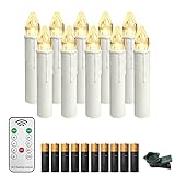 Froadp 10 Stück Mini Weihnachtsbaumkerzen Kabellose mit Timer, Fernbedienung & Clips Warmweiß LED Kerzen Satz Christbaumkerzen Dimmbar Baumkerzen Dekoration für Weihnachten (mit AA Batterie)