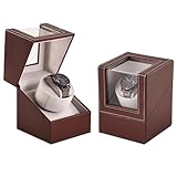 Lian Einzel-Uhrenbeweger mit Leisem Motor für Damen und Herren Automatisch Rotierende Aufbewahrungs- und Präsentationsbox für Mechanische Uhren (braun)