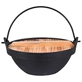 LALADEFIEE Multifunktionaler Gusseisen stockpot mit Holzdeckel Leichter Camping kochtopf für Outdoor Hitzebeständig Antihaftbeschichtet für Eintöpfe Suppen und Schmorgerichte