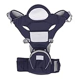 6-in-1 Babytrage Ergonomische Hüftsitz Baby Atmungsaktive und Weicher für Babys Kinder von Neugeborene ab Geburt Dunkelblau