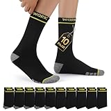 Mowenti Herren Socken 43-46 Schwarz Thermosocken Strümpfe Arbeitssocken Herrensocken Dicke Wintersocken WORK Baumwollsocken Winter Frottee Warme Baumwolle Socks Männer Grau 10 Paar