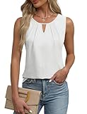 Chicrise T-Shirt Damen Ärmellos Sommer Oberteile V Ausschnitt 2025 Wickelshirt Elegant Weißes Groß 42-44
