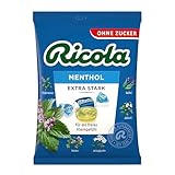 Ricola EXTRA STARK Menthol - zuckerfreies Halsbonbon mit 13 Schweizer Alpenkräutern, vegan, 75g Beutel