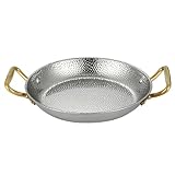 CAFIEDR Doppelohr-Sukiyaki-Pfanne, spanische Pfanne, Gusseisentopf, Servierpfanne, Edelstahl, Dicker Meeresfrüchtetopf, Grillpfanne, Bratpfanne für die Hausmannskost, G(Silver 30cm)