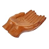 MAGICLULU Handschale Aus Holz Geschnitzt Schmuckhand Schminktisch Dekoration Ausstellungsständer Dekorativer Handschmuckhalter Aufbewahrung Heimdekoration Tischringhalter