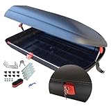 Dachbox Auto VDP-BA320 - Dachkoffer für Auto 320l - Autobox Dach im Carbonlook - Roof Box Autodach mit Zentralverriegelung - Aerodynamische Dachbox