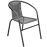 SPRINGOS Gartenstuhl Stapelstuhl Wetterfest 54x53x73 cm – Bistrostuhl Metall mit PP-Geflecht, Outdoor Stühle für Balkon & Terrasse, Robuster Flechtstuhl bis 130 kg belastbar