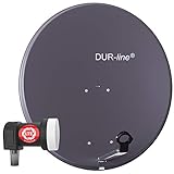 DUR-line MDA 80 Anthrazit - Digiatale 1 Teilnehmer Satellitenschüssel Komplett-Anlage mit +Ultra Single - LNB [Camping, Astra 19,2°, DVB-S/S2, Full HD, 4K, 3D]