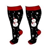 LLINthy Weihnachtsmuster Kompressionsstrümpfe Für Frauen Und Männer Stützen Die Kniehochsocken Frauen Männer