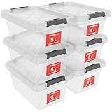 ATHLON TOOLS 6x 5 L Aufbewahrungsboxen mit Deckel, lebensmittelecht - Verschlussclips - 100% Neumaterial Plastik-Box transparent - Kleiderboxen stapelbar…