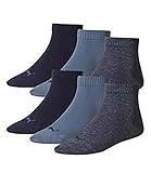 PUMA 6 Paar Quarter Socken, Kurz-Socken, Sportsocken,(mt) (39-42, blau-Töne-460)