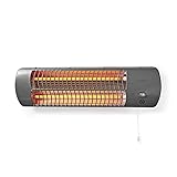 Nedis HTBA10GY Badezimmer-Heizung - 1200 W - Verstellbares Thermostat - 2 Wärme Modes - X4 - Grau