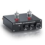 Fosi Audio X4 HiFi Phono Röhren Vorverstärker, Hi-Fi Röhrenvorverstärker Kopfhörerverstärker, JAN 5654W Vakuumröhren für MM Plattenspieler, BOX X4 Gain-Stereo-Audio für Phono-Audiophil