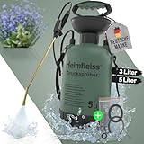Heimfleiss® Drucksprüher 5 Liter | Pumpsprühflasche Garten & Auto | Sprühflasche Pflanzen 5 L | Gartenspritze Drucksprüher 5L | Pump Spritzflasche Rückenspritze Pflanzensprüher für mittlere Gärten