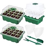 Meanju Zimmergewächshaus Anzuchtkasten, 36 Zellen Minigewächshäuser, Anzuchtschalen Set mit Deckel, Kunststoff, Grün, für Indoor und Outdoor