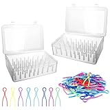 2 Stück Nähgarn Aufbewahrungsbox, Leer Stickgarn Organizer Box für 42 Garnrollen Klarer Kunststoff Garnrollen Aufbewahrungsbox mit 24 Spulenfadenhalter