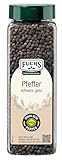 Fuchs Professional - Pfeffer schwarz ganz, Ungemahlener Pfeffer zum Mörsern oder für die Pfeffermühle geeignet, Mit praktischem Streuaufsatz, 500 g im großen Streuer