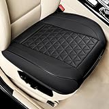 Black Panther Luxus Sitzauflage Auto PU Leder Autositzbezüg Vordersitz Universal Fit 90% der Autos Sitze, 20,8’’ * 21’’ (1 Stück - Schwarz)