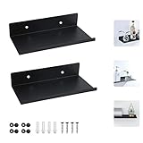 SCHYIDA Wandregal Schwarz Metall, 2 Stück Metallregal Wandregale Wandboard Schweberegal Bücherregal Wand Küchenregal Schwebendes Hängeregal Floating Shelves für Büro, Zuhause, 20 * 12 * 4CM