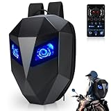 Helmrucksack für Motorrad, programmierbarer Motorradrucksack, led rucksack,Helmtasche mit LED-Anzeige, wasserdichte 3D-Hartschalen-Umhängetasche, Schwarz