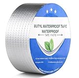 Butylband, Wasserdichtes Klebeband 5cm x 5m,hitzebeständig Butylkautschuk Aluminiumfolie isolierband, alterungsbeständig Dichtungsband Selbstklebend,für Dachrinne, Fenster, Rohr, Wohnmobil