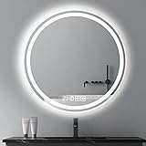 IXMLDAXD Badezimmer Spiegel, Beschlagfreier, beleuchteter Badezimmerspiegel mit Smart-Touch-Taste, einstellbares Gelb/Warmweiß/natürliches Licht, einstellbare Helligkeit(80cm/31.5in)