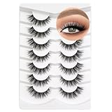 3D Clear Band Lashes Weiche Faux Mink Wimpern Natürlicher Cat Eye False Eyelashes Wispy Kurze Wiederverwendbare Falsche Wimpern 7 Paare Happy Heartbeat(No.212)