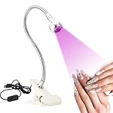 UV Lampe für Gelnägel, Schreibtischleuchte Flexible Schwanenhals-Led Lampe Nägel, Mini Tragbare Nagellampe mit Sicherungsclip, Drehbarer 3W 395NM Nageltrockner zum Aushärten von Nagelkleber (Weiß)
