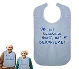 Cre9tive Ich kleckere nicht, ich dekoriere - Geschenk zur Rente - Lustiges Lätzchen für Erwachsene Ess-Schürze Essschürze Kleidungsschutz wasserdicht ID: 002 (blau)