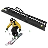 BOOSTEADY Skitasche für 2 Paar Ski Skisack für 1 Snowboard Ski Bag mit gepolstertem Tragegurt Längenverstellung bis zu 215 cm für Erwachsene und Jugendliche
