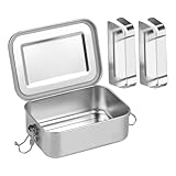 RMIVEGLIA Lunchbox Edelstahl – 850ml robuste und langlebige Brotdose Metall mit Fächern, Brotdose Kinder mit Fächern Edelstahl und auch als Lunchbox Erwachsene Edelstahl geeignet
