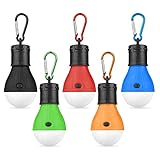 Flintronic 5 Stücke Campinglampe, LED Camping Lampe LED Camping Laterne Zeltlampe Glühbirne , Camping Licht mit Karabiner, Notlicht , Camping Lampen für Abenteuer, Angeln, Stromausfall Wasserdicht