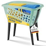 Gardissimo 50 Liter XL Wäschekorb mit klappbaren Füßen 69 x 40 cm – Made in Germany - mint - Stand Wäschebox mit Beinen auf Knopfdruck ausgeklappt - Wäsche Sammler Box Korb stehend