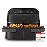 Philips Airfryer 1000 Series Flexible Basket - Heißluftfritteuse mit 7,1 L Fassungsvermögen, RapidAir-Technologie, 10 Kochfunktionen, 90% weniger Fett, kompaktes Design, HomeID-Rezept-App (NA154/00)