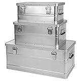 ONVAYA Alubox 3er Set stapelbar | Alukisten mit Deckel | Transportkiste | Aluminiumkiste | Aluminiumbox